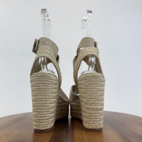 New Womens Sam Edelman Vada Beige Strappy Woven Espadrille Wedge Sandals Size 9 - Picture 4 of 8